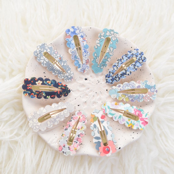 Liberty Hair Clips | Liberty Scallop Snap Clips | Baby Toddler Hair Clips - Winter