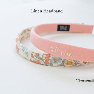 Linen Headband Solid Color Comfortable and Adjustable Alice Linen Headband image 2