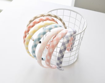Gingham Linen Headband Spring Summer Alice Headband for Kids Headband Women