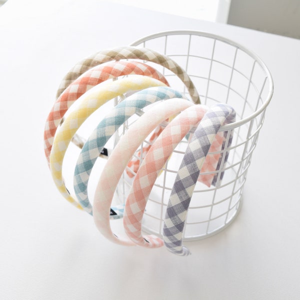 Gingham Linen Headband Spring Summer Alice Headband for Kids Headband Women