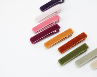 Velvet Bar Clips | Baby Toddler Barrettes | Fully Lined Hair Clips | Baby Toddler Non Slip Hair Clips