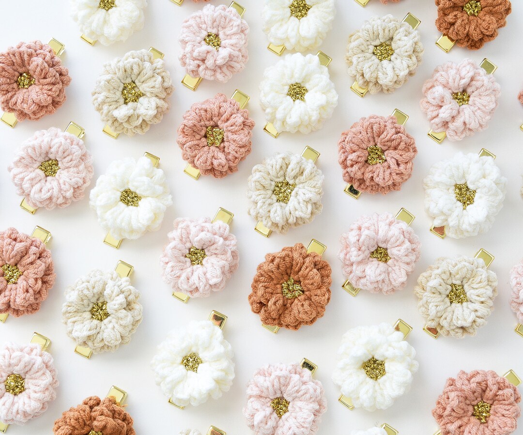 Flower Crochet Hair Clips | Neutral Crochet Clips | Toddler Hair Clip ...