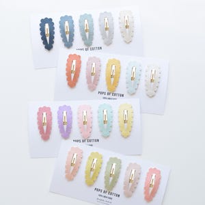 Linen Clips Bundle | Pack of 5 Scallop Hair Clips |Toddler Hair Clips | Baby Hair Clips