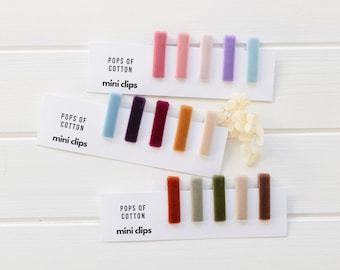 Mini Velvet Fully Lined Barrettes | Pack of 5 Velvet Clips | Baby Toddler Non Slip Hair Clips