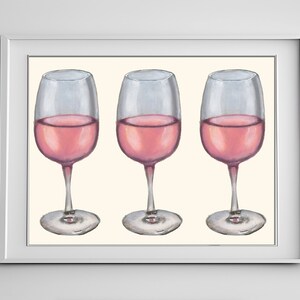 Verres à Rosé Élégants Dessin Pastel Original