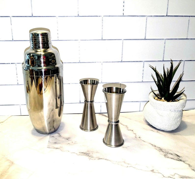 Kit Shaker Cocktail 10 Pièces INOX - Shaker 750 Ml, Jigger, Passoire, Verseurs, Pour Bar à Domicile, Fêtes Et Barman Amateur