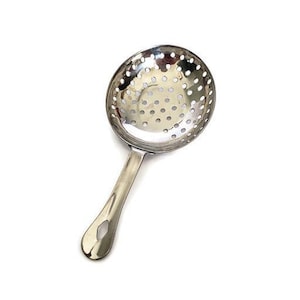 Stainless steel julep strainer.  Bar Tools.  Bartender julep strainer.  Julep Strainer.  Cocktail Julep Strainer.