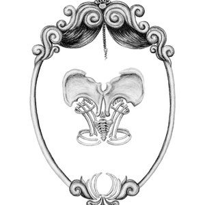Rococo Bone Frame Charcoal Print - 8x10 Giclee