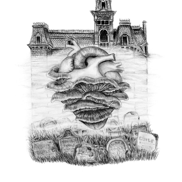 Mexican Gothic Inspired Charcoal Print - 8x10 Giclee