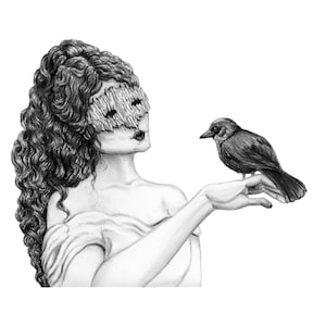 Lady of the Woods Charcoal Print -- 8x10 Giclee
