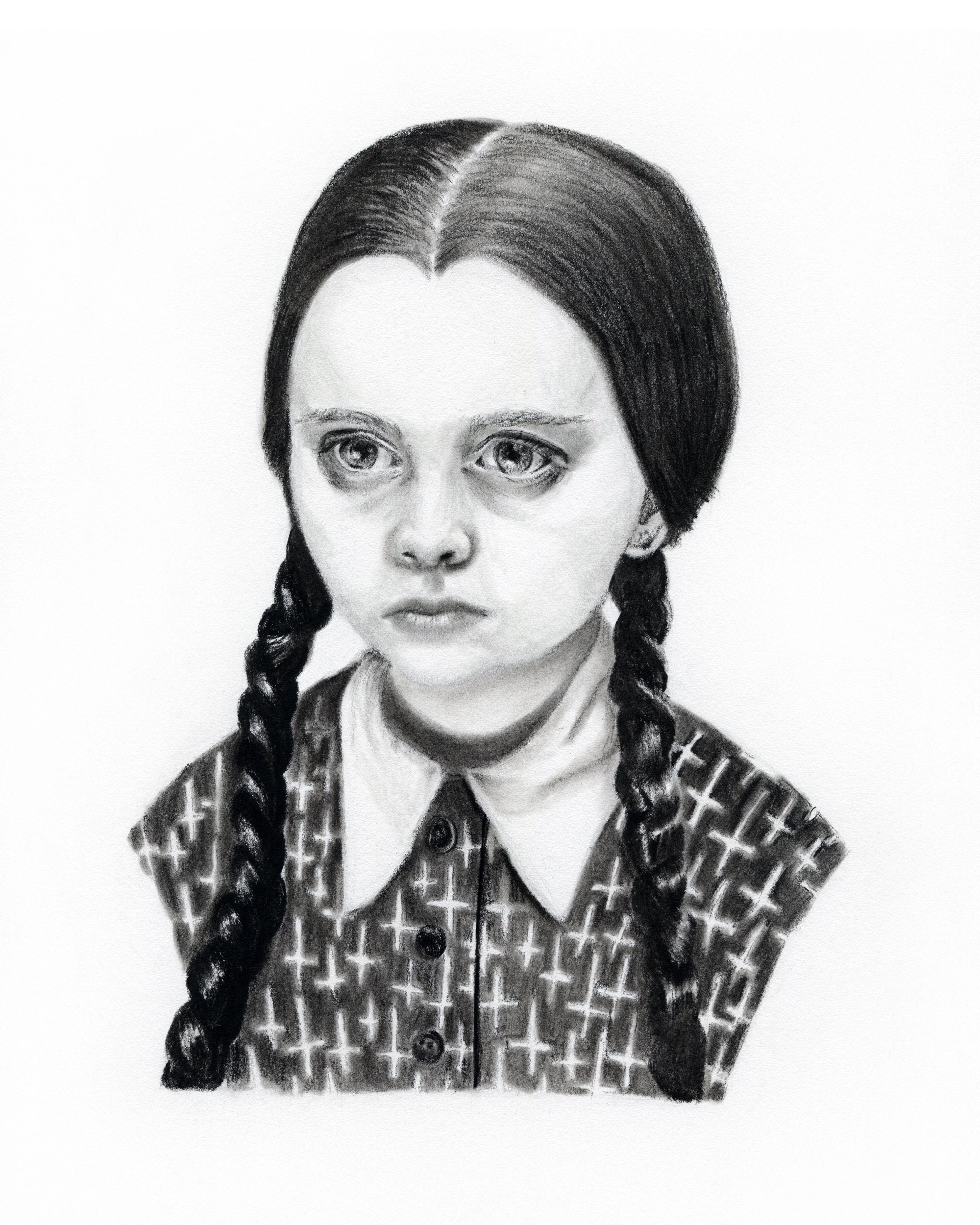 Wednesday Addams Charcoal Print 4x6 or 8X10 Giclee - Etsy Ireland