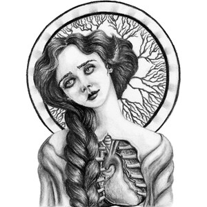 Saint Anatomia Charcoal Print -- 8x10 or 5x7 Giclee