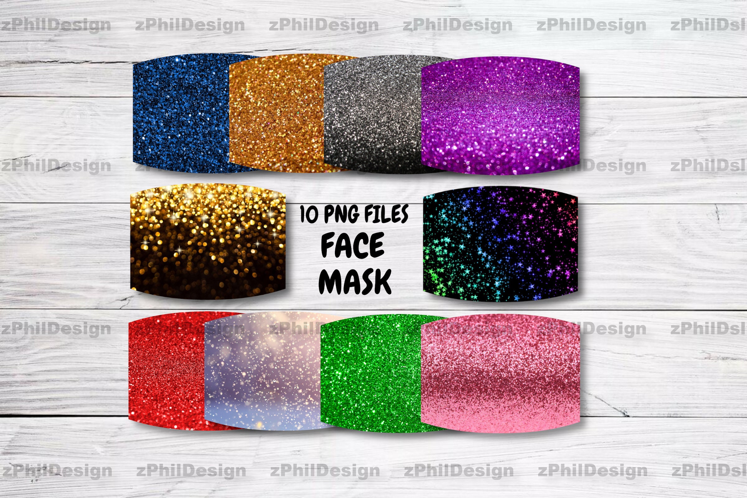 Glitter Face Mask Designs Bundle Digital Download PNG Etsy