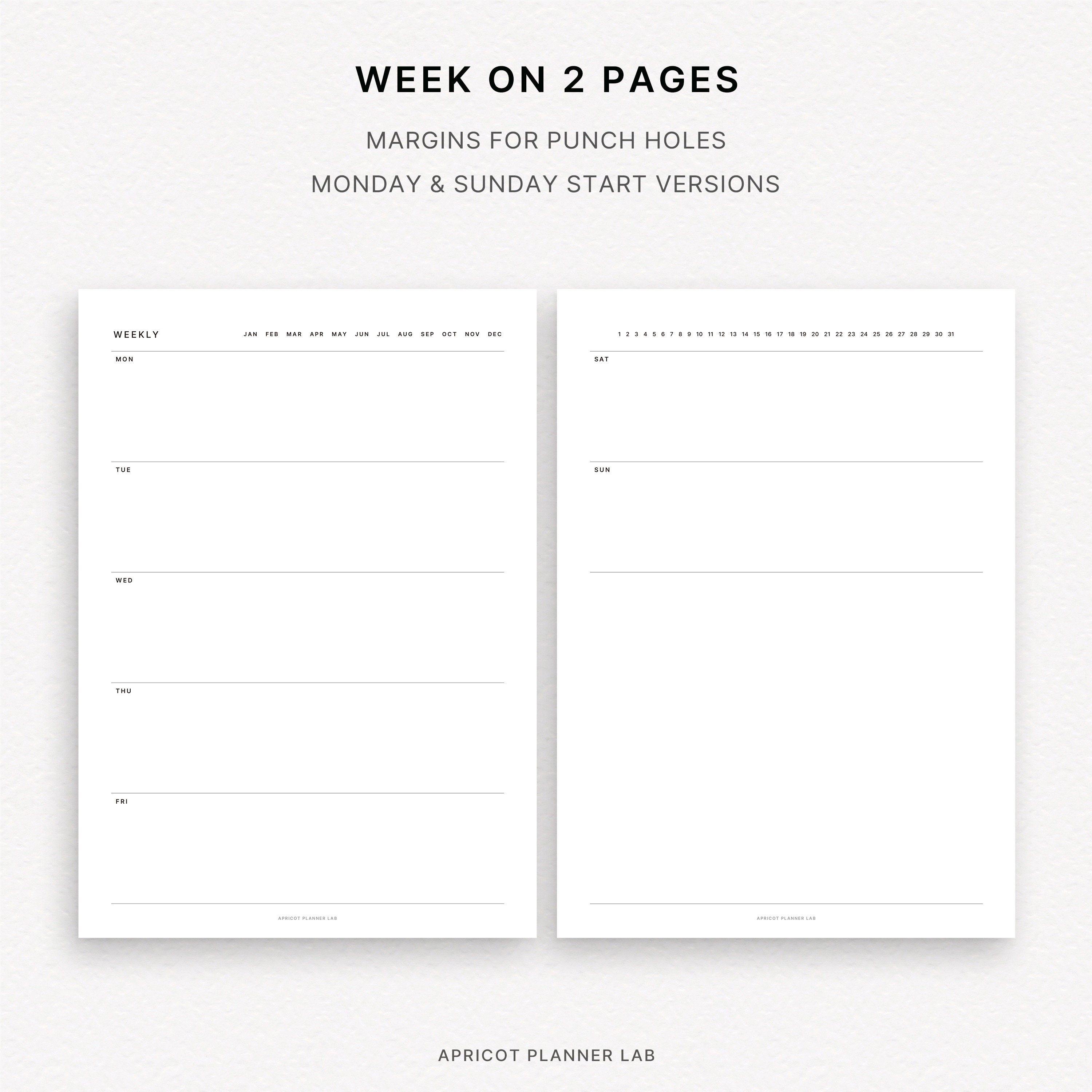 Simple Weekly Diary A4 Blank Printable Planner Insert - Etsy