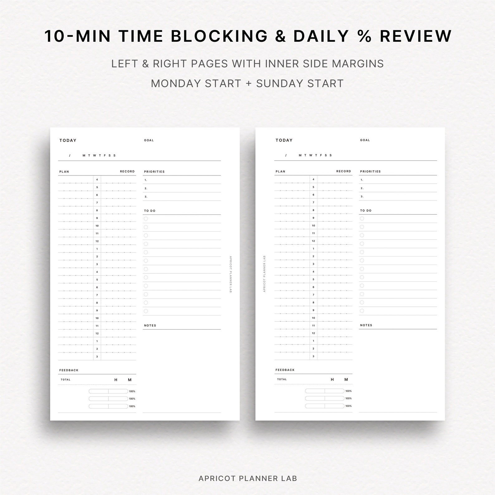 Daily Productivity Planner Half Letter Printable Daily Planner Insert ...
