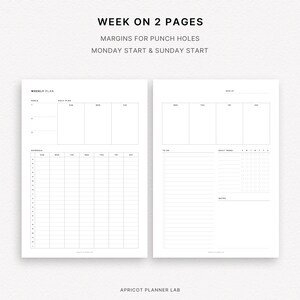 Weekly Overview A4 Printable Planner Insert WO2P Week on 2 Pages ...