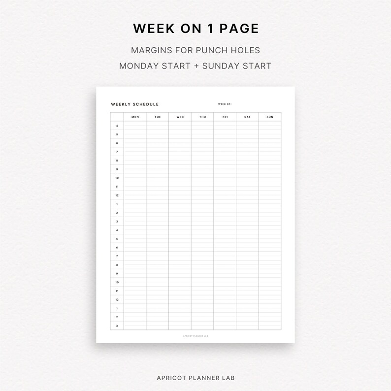 Half Hourly Schedule Letter Printable Weekly Planner Etsy