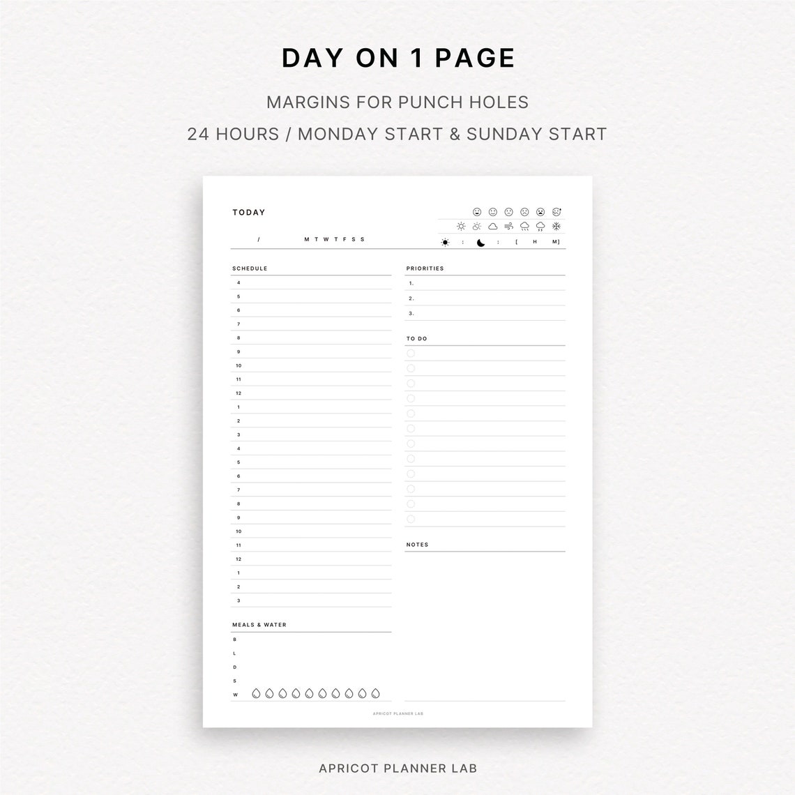Daily Planner A4 Printable Planner Insert DO1P Daily Etsy