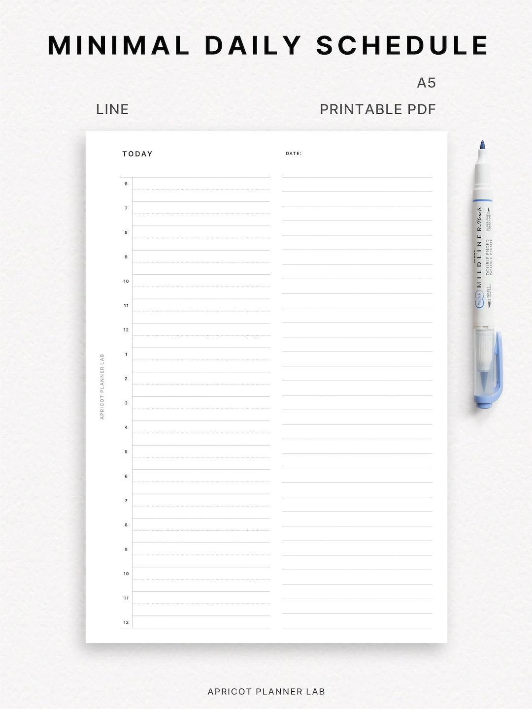 Minimal Daily Schedule A5 Printable Planner Insert Line - Etsy UK