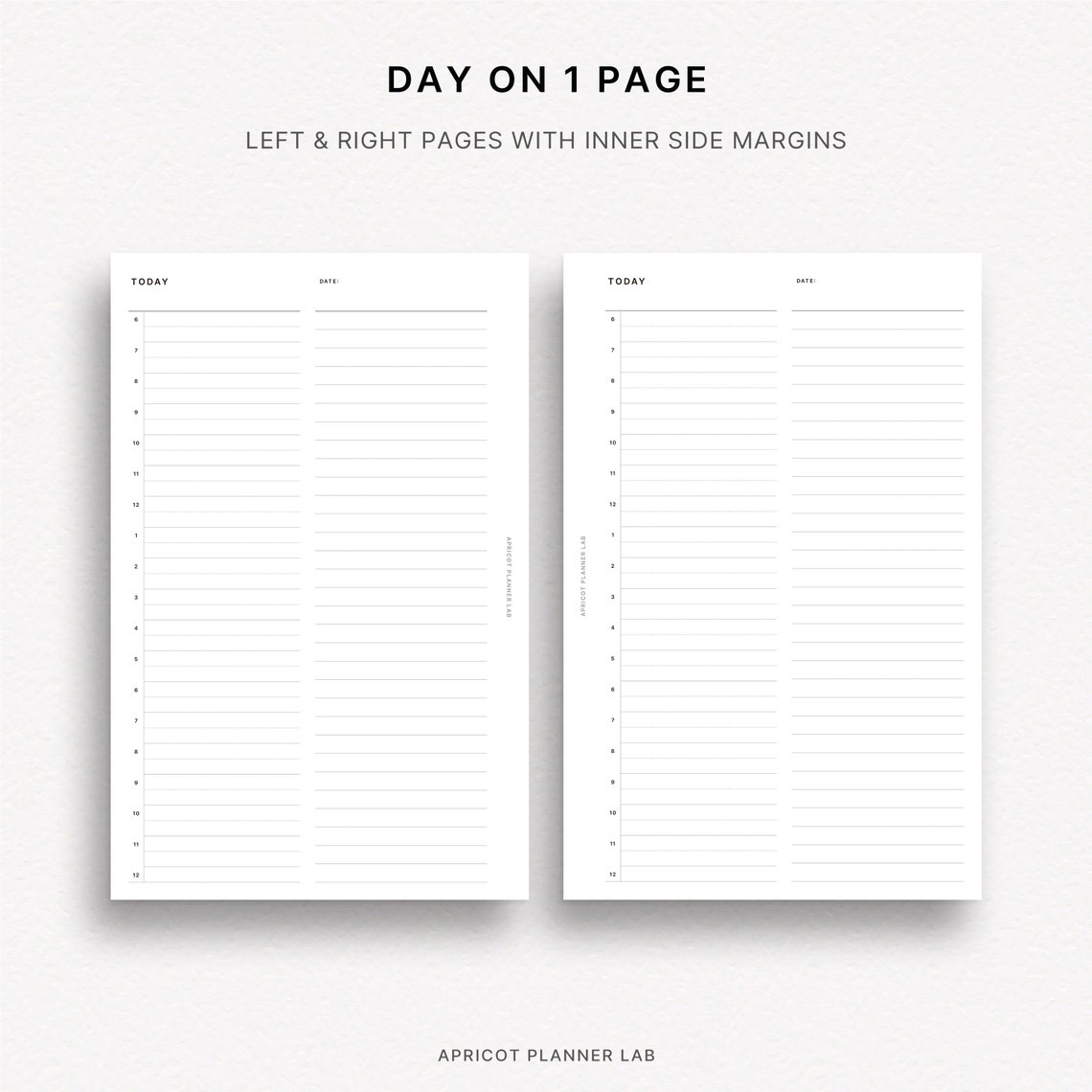 Minimal Daily Schedule Half Letter Line Printable Planner Insert DO1P ...