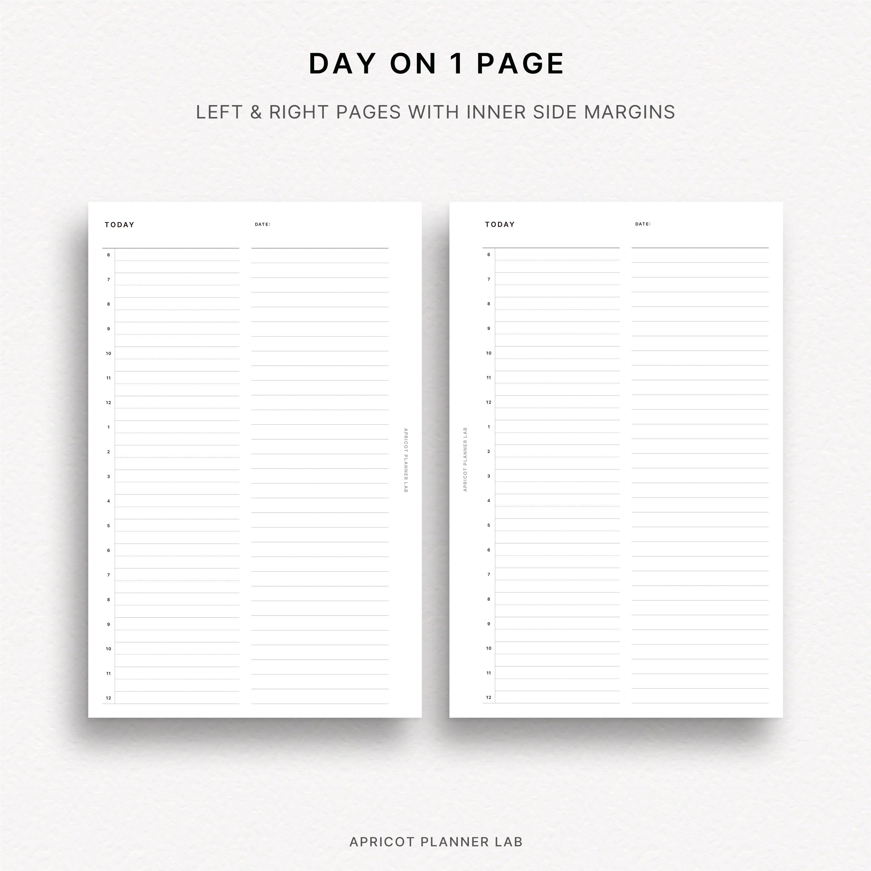 Minimal Daily Schedule Half Letter Line Printable Planner Insert DO1P ...