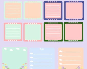 Blocchetti di post-it digitali a tema fiori primaverili per GoodNotes e agenda digitale (download immediato)