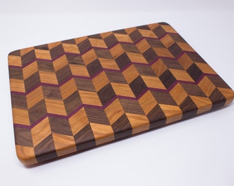 Chevron Cutting Board - Walnut, Cherry with Purpleheart