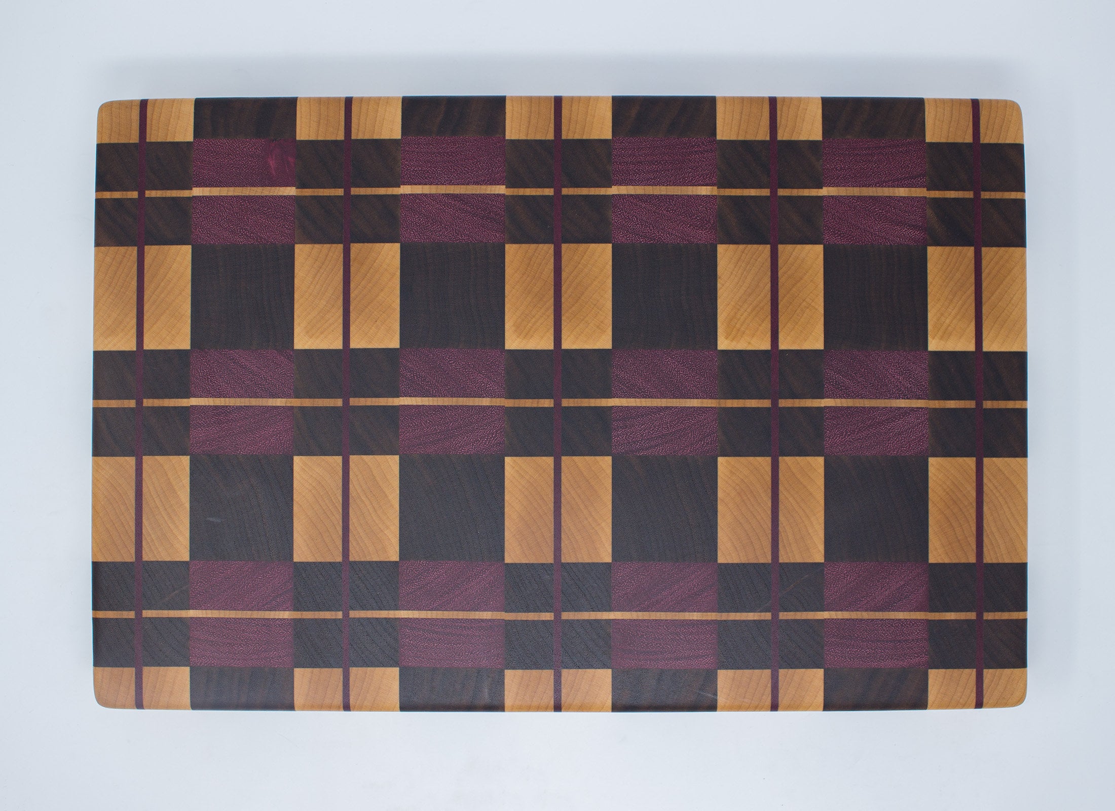 Plaid End Grain Cutting Board Purpleheart Maple and Walnut Etsy