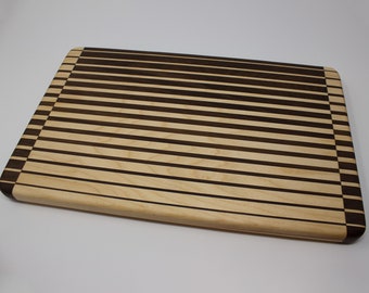 Walnut and Maple Striped Cutting Board with Flipped Ends