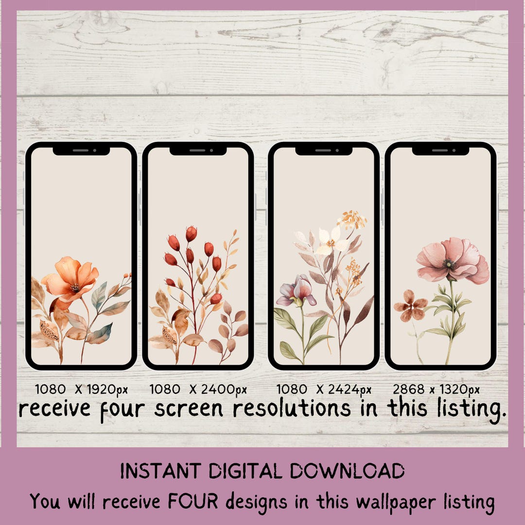 Spring Flower Lock Screen Computer Digital Download, Spring Flowers Floral Phone Lock Screen, Wallpaper ...