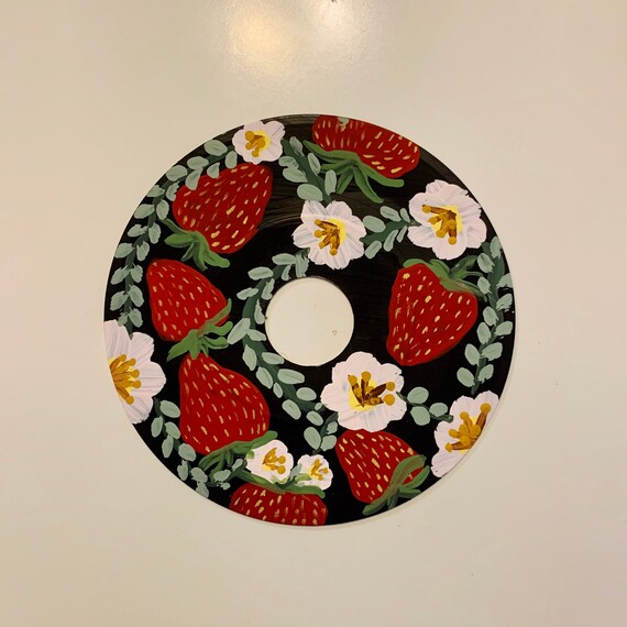 Mini Strawberry Vines Painted Vinyl Record Etsy Canada