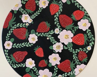 Strawberry Vines Painted Vinyl Record Etsy