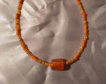 Orange Glass Beaded Bracelet