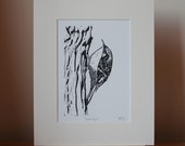 Treecreeper - original, mounted linocut print
