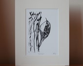 Treecreeper, original, mounted lino print