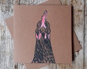 Chicken - original, hand printed, hand painted linocut card