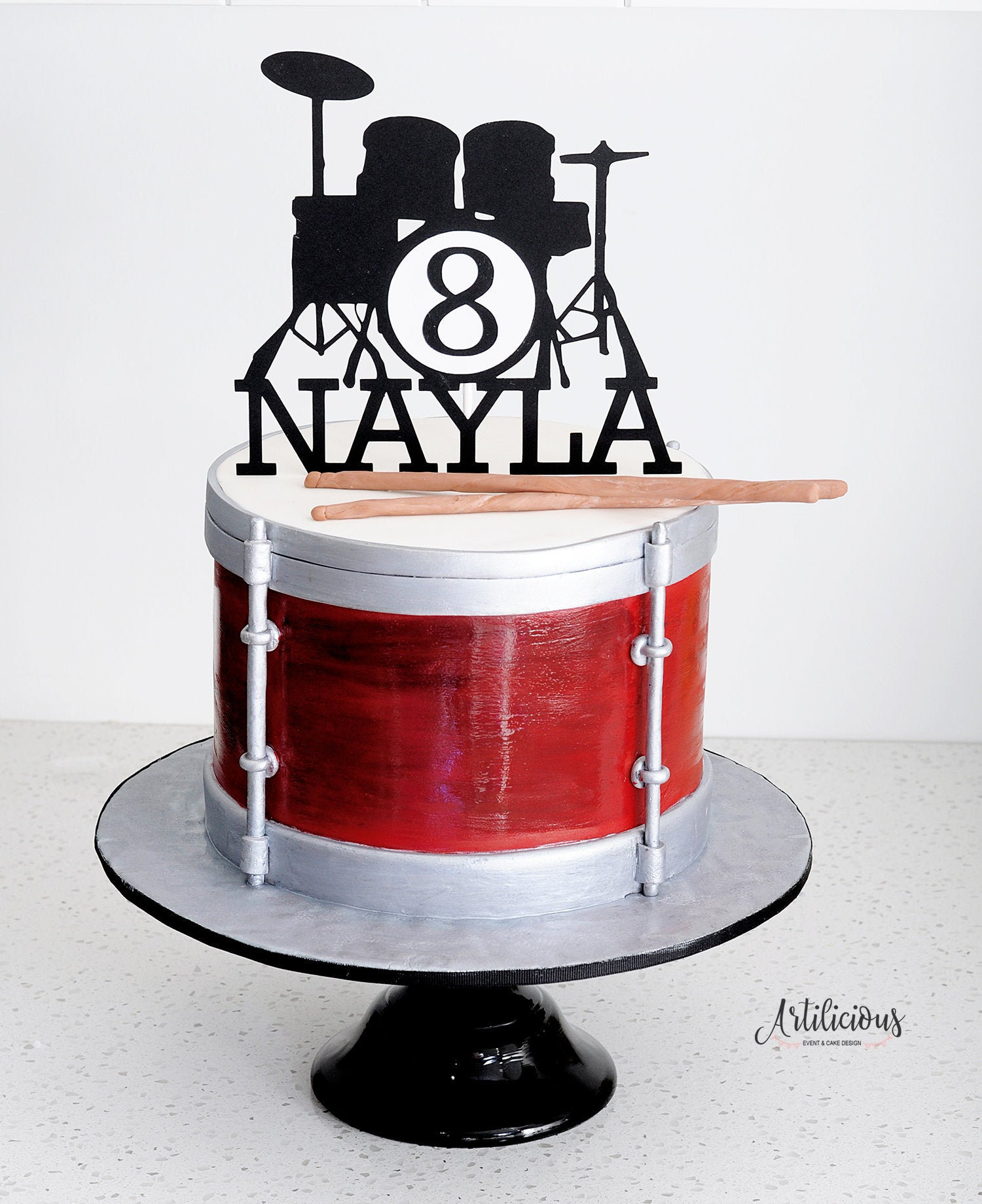 Custom Cake Topper | Drum Birthday Custom Name | Personalized for Drummers