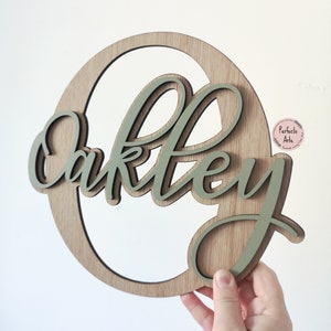 Personalised wooden oak veneer wall letter with name, wall initial, door sign, wooden name for kid's bedroom/nursery/playroom decor