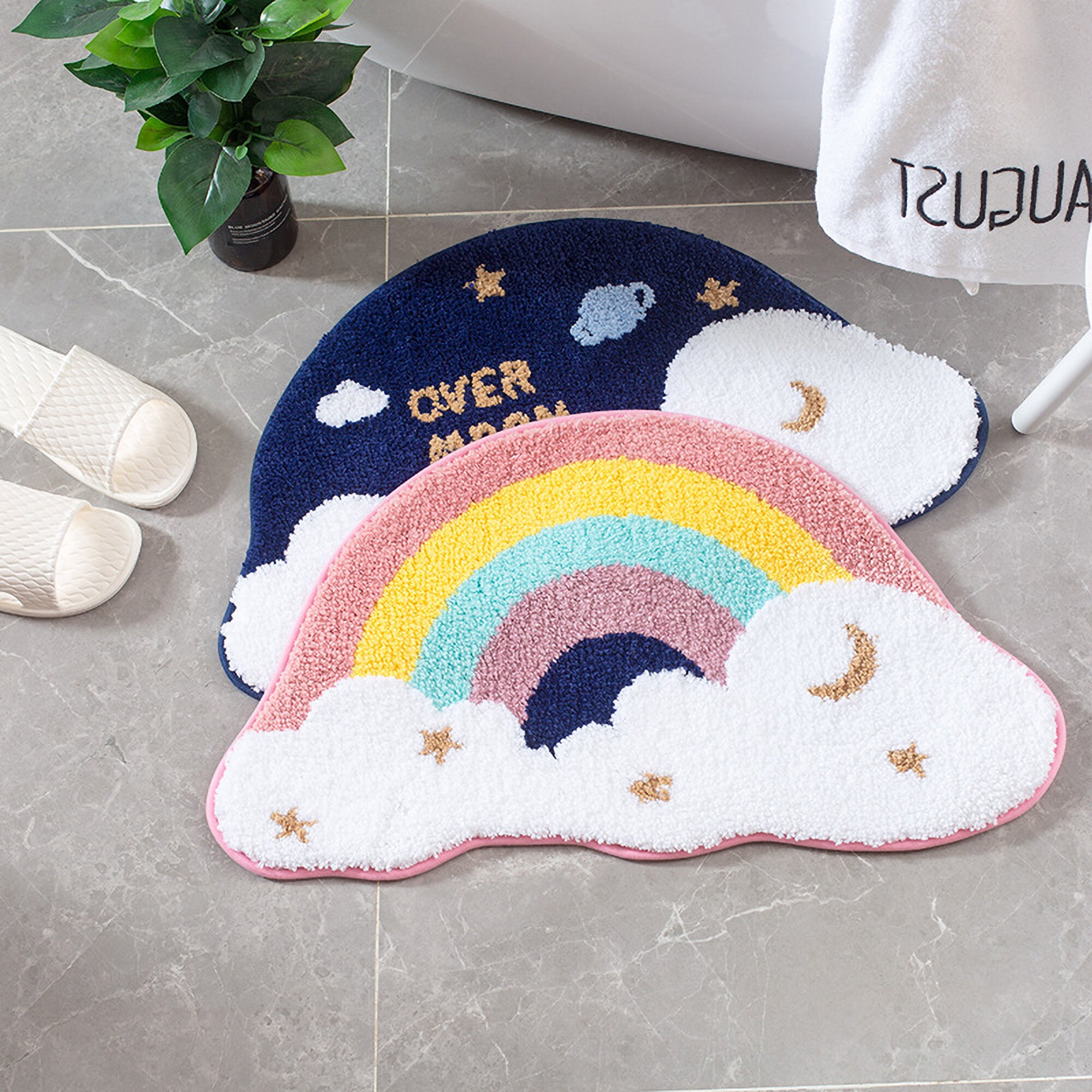 Rainbow Doormat Cartoon Star Door Mat Indoor Doormat Funny Etsy