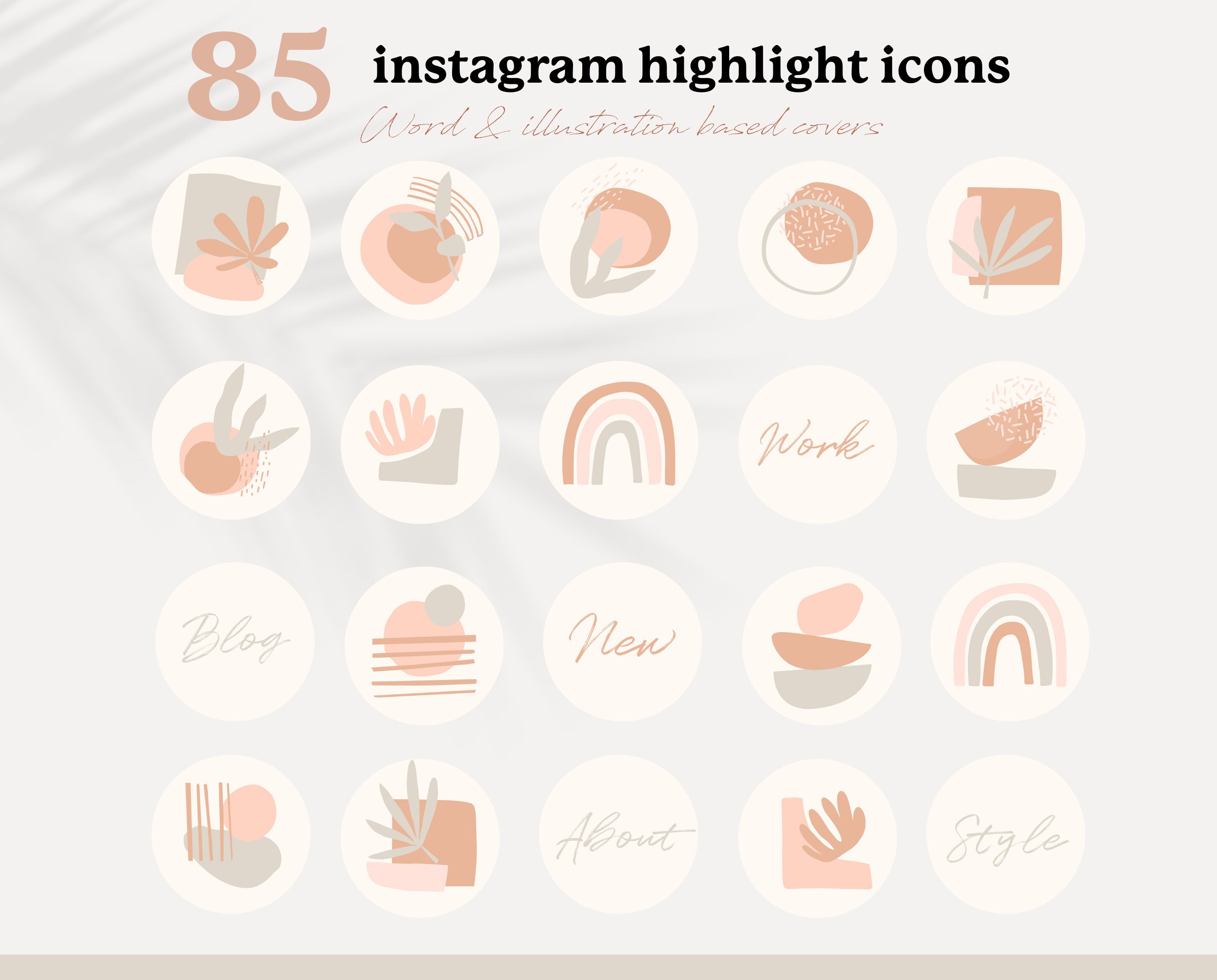 85 Instagram Story Highlight Icons Abstract Boho Line Art | Etsy