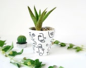 Hand painted terracotta pot with drainage hole Succulent planter indoor plant pots bestie gift