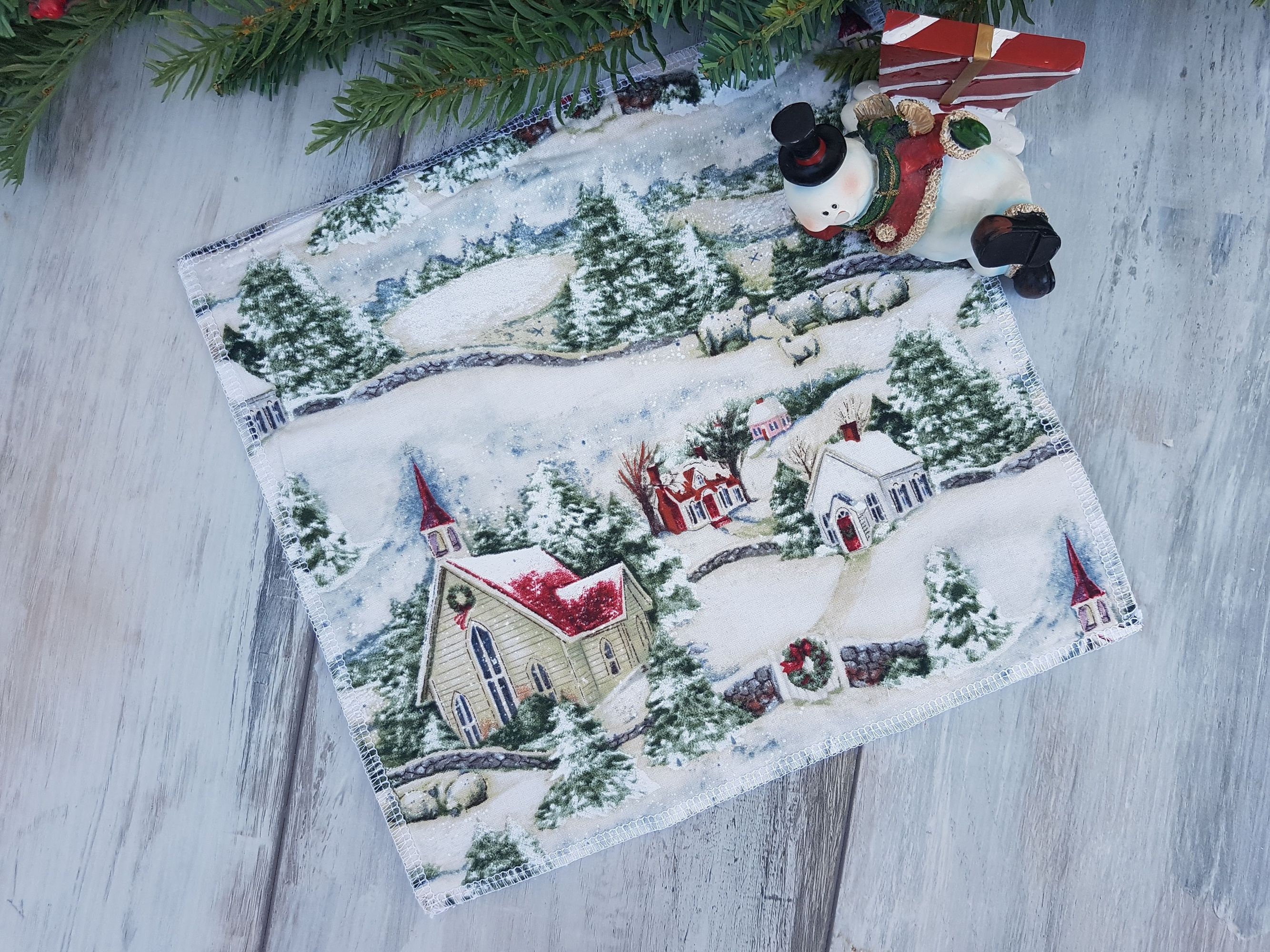 Reusable kitchen towels with winter print Washable paper Etsy