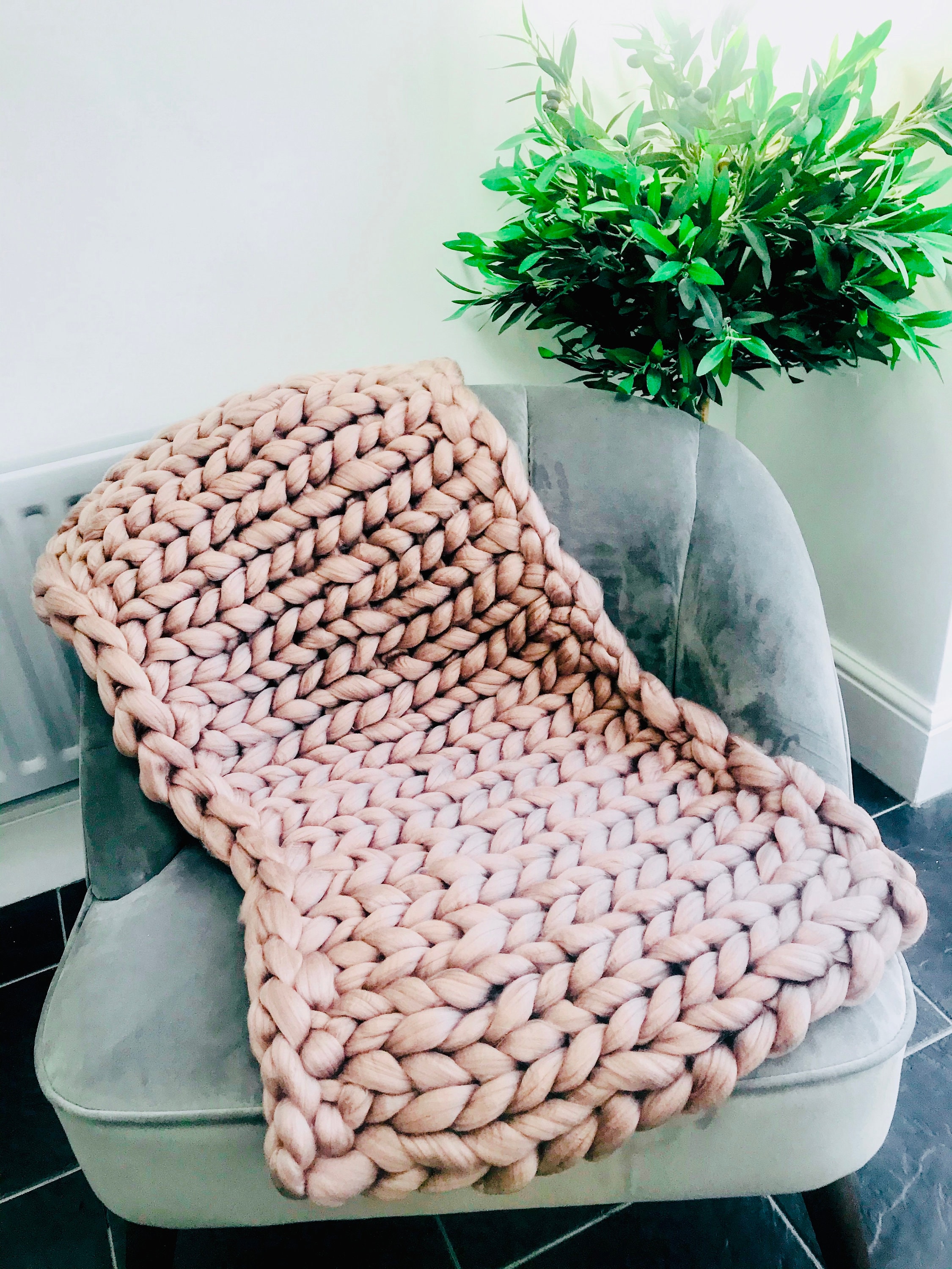Bespoke handmade chunky knit blanket Etsy
