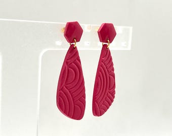 Pendientes colgantes de medio círculo de pitahaya