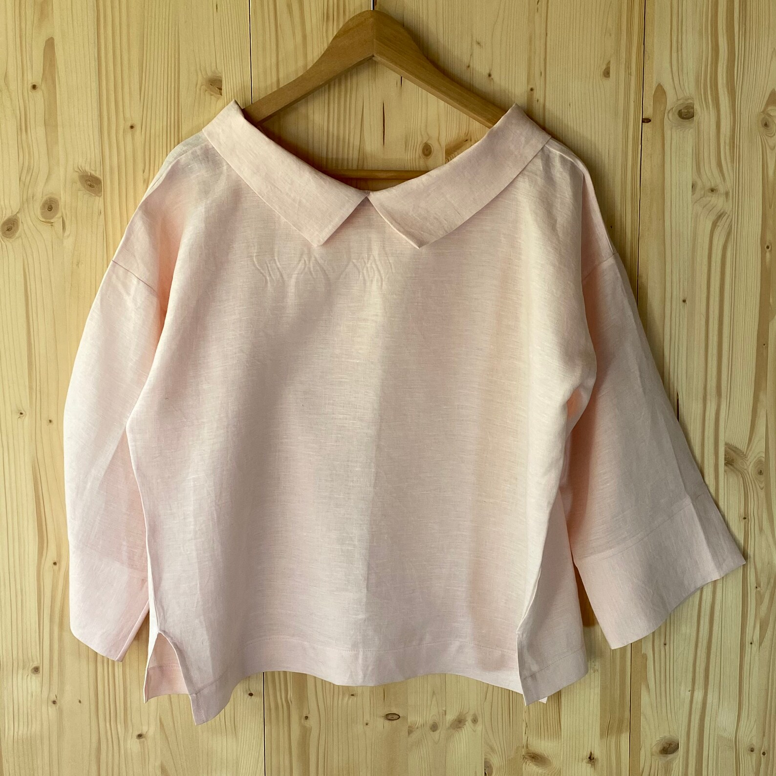 Women's linen shirt pale pink color with matching collar Etsy