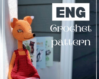 Häkelanleitung großer Fuchs, russischer Stil Fuchs, Amigurumi Spielzeug mit Kleid, Amigurumi Fuchs Häkelanleitung, PDF, englische Häkelanleitung