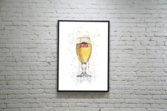 Stella Artois Beer Glass Art Poster Metal Print 12X16