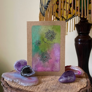 Miniatuur handgetekende "Dank u" kaart met envelop / kaarten voor haar / bloemen verjaardagskaart / cadeau / mandala / handgemaakt / aquarel