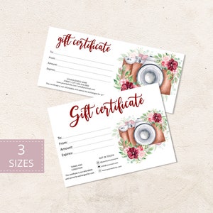 Modèle de chèque-cadeau pour photographe, idée cadeau pour la fête des pères, carte-cadeau électronique, bon-cadeau modifiable, cartes-cadeaux imprimables. DTP-028