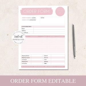 Order Form Template Editable Small Business Order Forms Custom Order